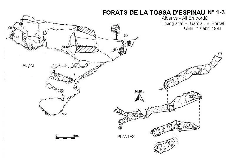 Topografia de TOSSA D'ESPINAU Nº1-3, FORATS DE LA