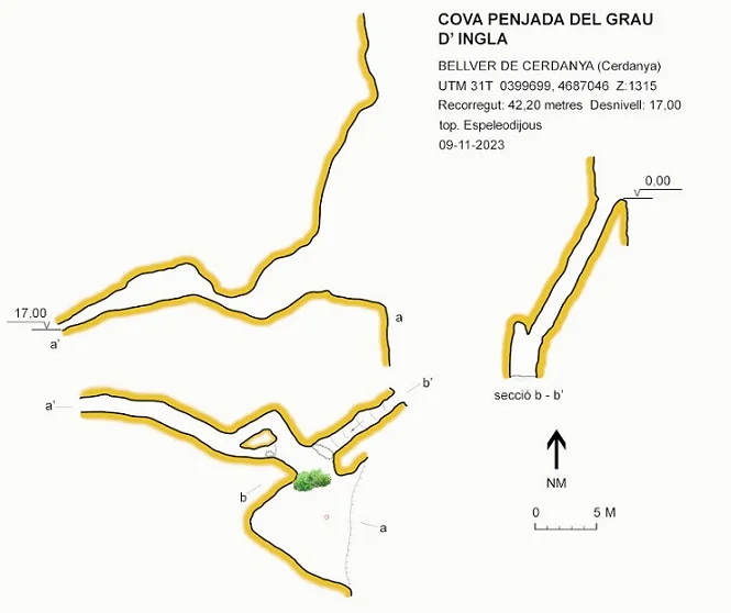 Topografia de GRAU D'INGLA, COVA PENJADA DEL