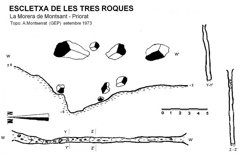 Topografia de TRES ROQUES, ESCLETXA DE LES