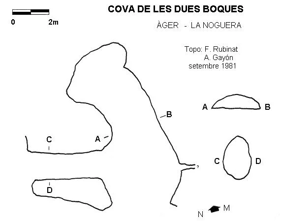 Topografia de DUES BOQUES, COVA DE LES