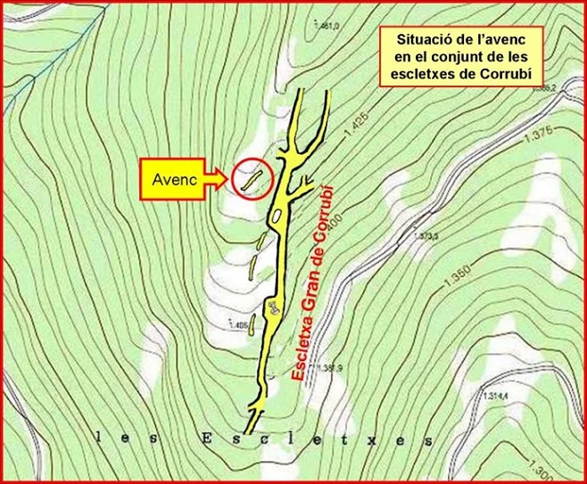 Survey of CORRUBÍ, AVENC DE L'ESCLETXA PETITA DE