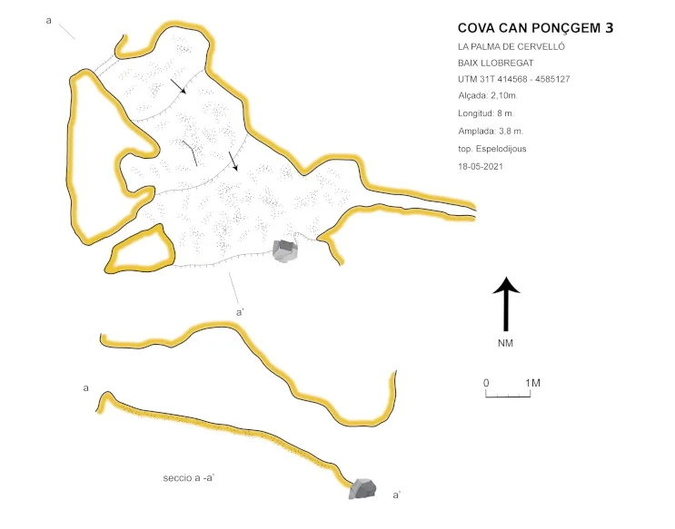 Topografía de CAN PONÇGEM, COVA Nº 3 DE
