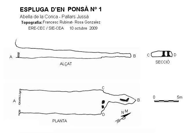 Topografía de PONSÀ Nº 1, ESPLUGA D'EN
