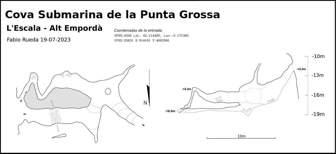 Topografía de PUNTA GROSSA, COVA SUBMARINA DE LA