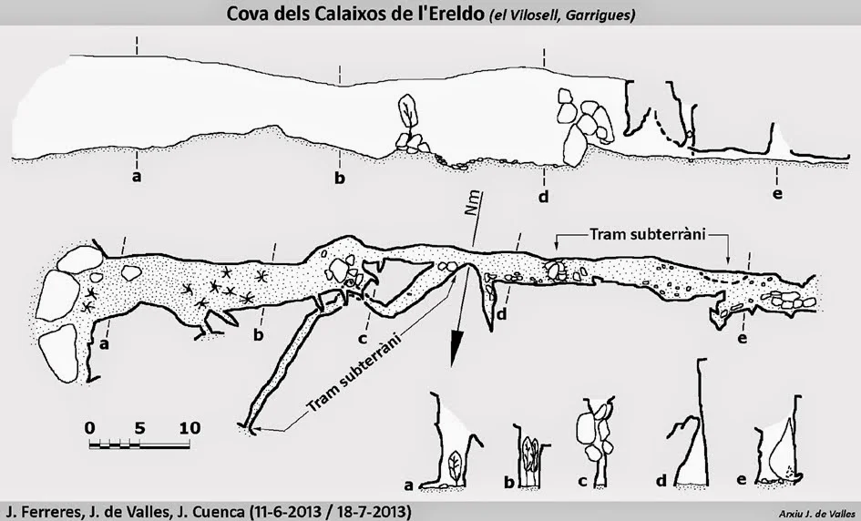Topografia de CALAIXOS DE L'ERELDO, COVA DELS