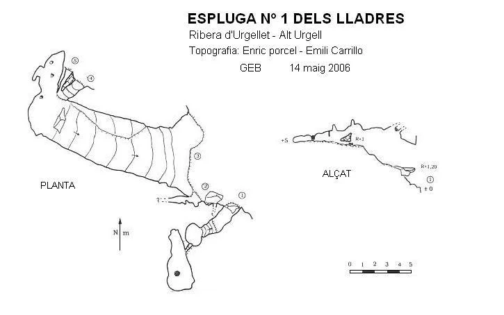 Topografía de LLADRES, ESPLUGA Nº1 DELS