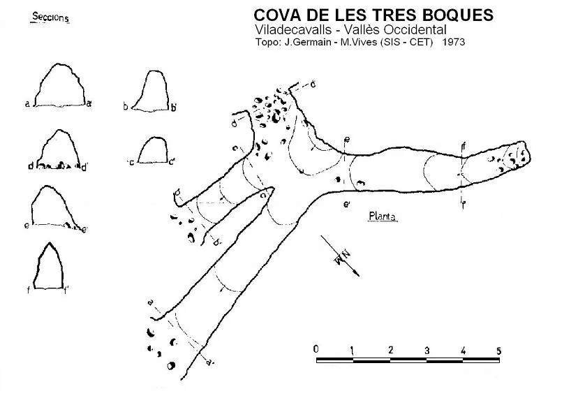 Topographie de TRES BOQUES, COVA DE LES