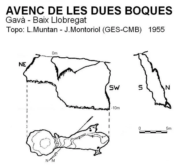 Topografia de DUES BOQUES, AVENC DE LES
