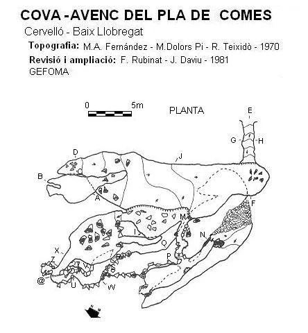 Topografía de PLA DE COMES,  COVA - AVENC DEL