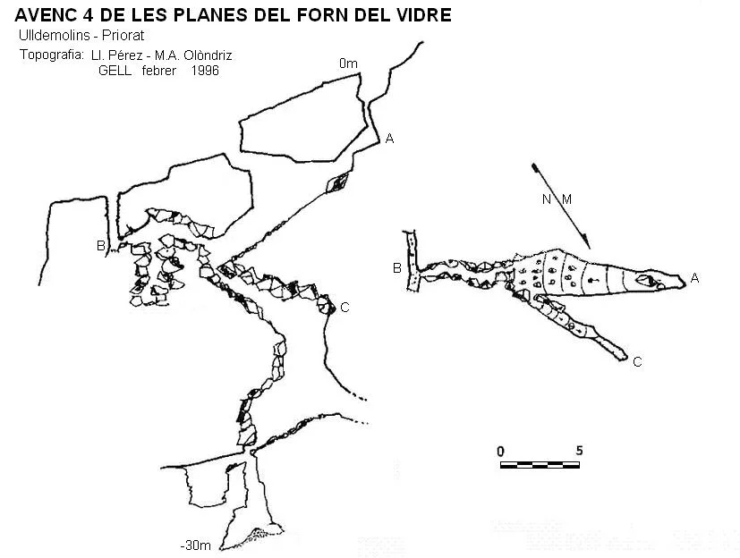 Topografia de PLANES DEL FORN DEL VIDRE, AVENC 4 DE LES