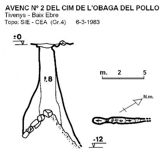Topografia de CIM DE L'OBAGA DEL POLLO, AVENC Nº 2 DEL