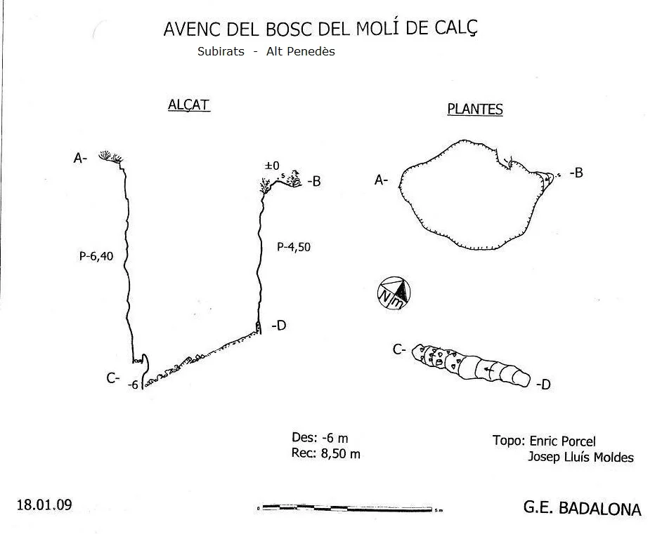 Topografia de BOSC DEL MOLÍ DE CALÇ, AVENC DEL