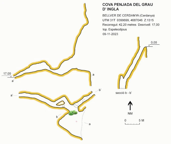 Topografia de Cova Penjada del Grau d'Ingla