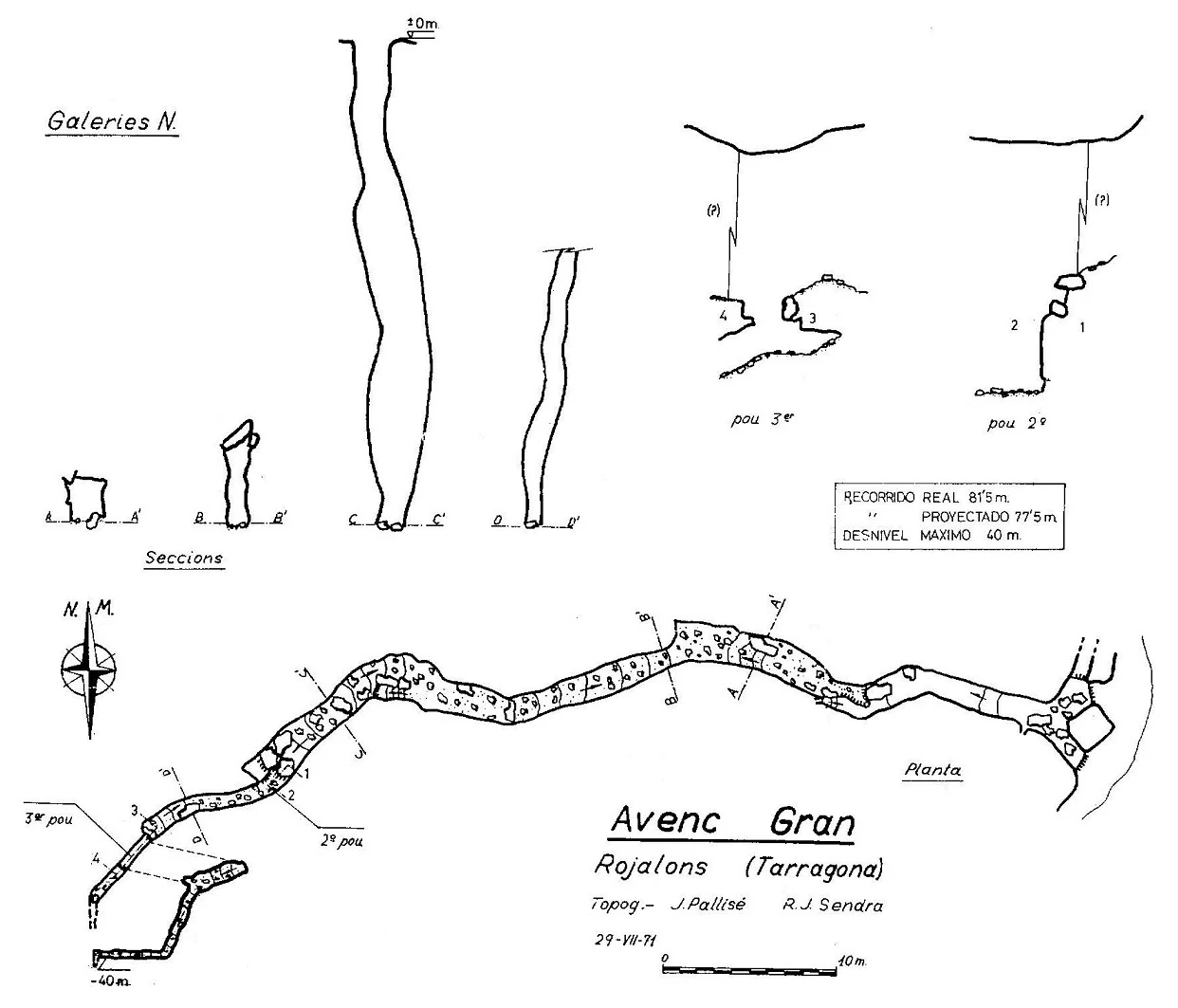 Topografia de VENES, ESQUERDES DE LES - ROJALONS, AVENC GRAN DE (1 de 1)