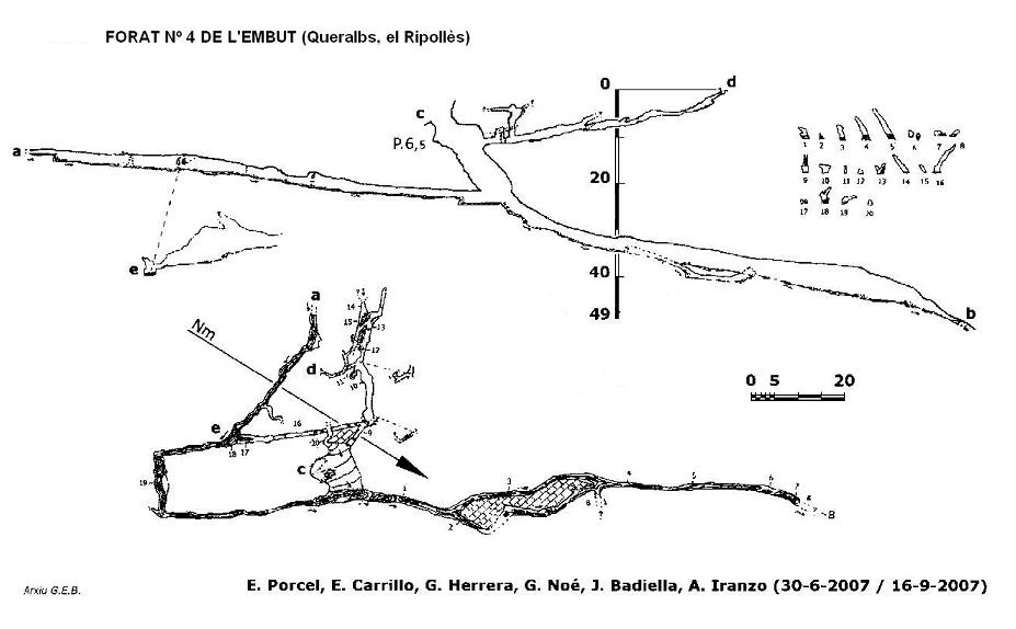 Topografia de EMBUT, SISTEMA DELS FORATS Nº3 I Nº4 DE L' (2 de 2)