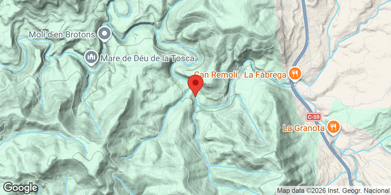 Location map of TORRENT DE LA FÀBREGA, BAUMA DEL